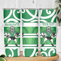 Manawatu Custom Rugby New Zealand Skinny Tumbler Aotearoa Maori Pukana Tiki Mascot