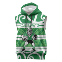 Manawatu Custom Rugby New Zealand Sleeveless Hoodie Aotearoa Maori Pukana Tiki Mascot