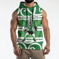 Manawatu Custom Rugby New Zealand Sleeveless Hoodie Aotearoa Maori Pukana Tiki Mascot