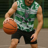 Manawatu Custom Rugby New Zealand Sleeveless Hoodie Aotearoa Maori Pukana Tiki Mascot
