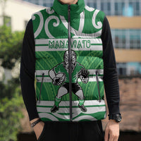 Manawatu Custom Rugby New Zealand Sleeveless Puffer Jacket Aotearoa Maori Pukana Tiki Mascot