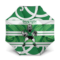 Manawatu Custom Rugby New Zealand Umbrella Aotearoa Maori Pukana Tiki Mascot