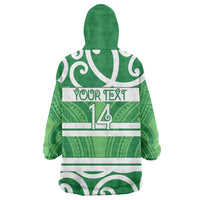 Manawatu Custom Rugby New Zealand Wearable Blanket Hoodie Aotearoa Maori Pukana Tiki Mascot