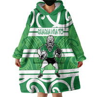 Manawatu Custom Rugby New Zealand Wearable Blanket Hoodie Aotearoa Maori Pukana Tiki Mascot