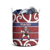 Southland Custom Rugby New Zealand Laundry Basket Aotearoa Maori Pukana Tiki Mascot