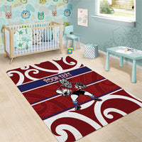 Southland Custom Rugby New Zealand Area Rug Aotearoa Maori Pukana Tiki Mascot