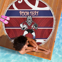 Southland Custom Rugby New Zealand Beach Blanket Aotearoa Maori Pukana Tiki Mascot