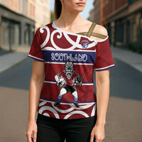 Southland Custom Rugby New Zealand Cross Shoulder Shirt Aotearoa Maori Pukana Tiki Mascot
