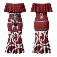 Southland Custom Rugby New Zealand Family Matching Mermaid Dress and Hawaiian Shirt Aotearoa Maori Pukana Tiki Mascot