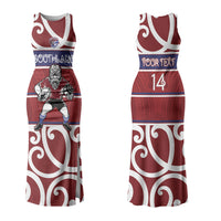 Southland Custom Rugby New Zealand Family Matching Tank Maxi Dress and Hawaiian Shirt Aotearoa Maori Pukana Tiki Mascot
