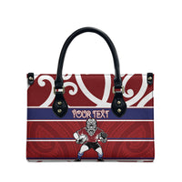 Southland Custom Rugby New Zealand Leather Bag Aotearoa Maori Pukana Tiki Mascot