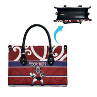 Southland Custom Rugby New Zealand Leather Bag Aotearoa Maori Pukana Tiki Mascot