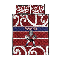 Southland Custom Rugby New Zealand Quilt Bed Set Aotearoa Maori Pukana Tiki Mascot