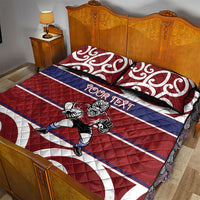Southland Custom Rugby New Zealand Quilt Bed Set Aotearoa Maori Pukana Tiki Mascot