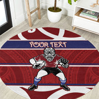 Southland Custom Rugby New Zealand Round Carpet Aotearoa Maori Pukana Tiki Mascot