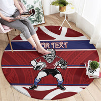 Southland Custom Rugby New Zealand Round Carpet Aotearoa Maori Pukana Tiki Mascot