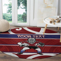 Southland Custom Rugby New Zealand Round Carpet Aotearoa Maori Pukana Tiki Mascot