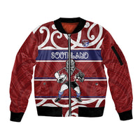 Southland Custom Rugby New Zealand Sleeve Zip Bomber Jacket Aotearoa Maori Pukana Tiki Mascot
