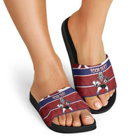 Southland Custom Rugby New Zealand Slide Sandals Aotearoa Maori Pukana Tiki Mascot