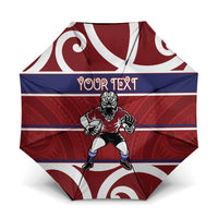 Southland Custom Rugby New Zealand Umbrella Aotearoa Maori Pukana Tiki Mascot