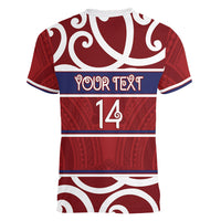 Southland Custom Rugby New Zealand Women V-Neck T-Shirt Aotearoa Maori Pukana Tiki Mascot