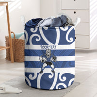 Auckland Custom Rugby New Zealand Laundry Basket Aotearoa Maori Pukana Tiki Mascot