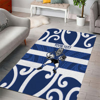 Auckland Custom Rugby New Zealand Area Rug Aotearoa Maori Pukana Tiki Mascot