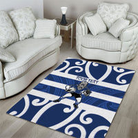 Auckland Custom Rugby New Zealand Area Rug Aotearoa Maori Pukana Tiki Mascot