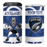 Auckland Custom Rugby New Zealand 4 in 1 Can Cooler Tumbler Aotearoa Maori Pukana Tiki Mascot