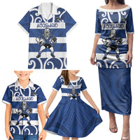 Auckland Custom Rugby New Zealand Family Matching Puletasi and Hawaiian Shirt Aotearoa Maori Pukana Tiki Mascot