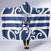 Auckland Custom Rugby New Zealand Hooded Blanket Aotearoa Maori Pukana Tiki Mascot