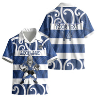 Auckland Custom Rugby New Zealand Kid Hawaiian Shirt Aotearoa Maori Pukana Tiki Mascot