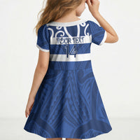 Auckland Custom Rugby New Zealand Kid Short Sleeve Dress Aotearoa Maori Pukana Tiki Mascot