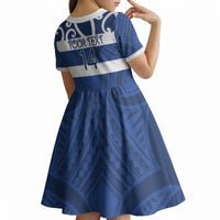 Auckland Custom Rugby New Zealand Kid Short Sleeve Dress Aotearoa Maori Pukana Tiki Mascot