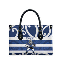 Auckland Custom Rugby New Zealand Leather Bag Aotearoa Maori Pukana Tiki Mascot
