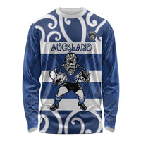 Auckland Custom Rugby New Zealand Long Sleeve Shirt Aotearoa Maori Pukana Tiki Mascot