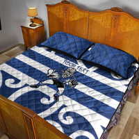 Auckland Custom Rugby New Zealand Quilt Bed Set Aotearoa Maori Pukana Tiki Mascot