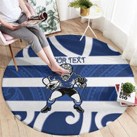 Auckland Custom Rugby New Zealand Round Carpet Aotearoa Maori Pukana Tiki Mascot