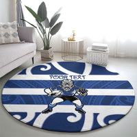 Auckland Custom Rugby New Zealand Round Carpet Aotearoa Maori Pukana Tiki Mascot