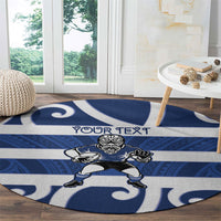 Auckland Custom Rugby New Zealand Round Carpet Aotearoa Maori Pukana Tiki Mascot