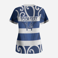 Auckland Custom Rugby New Zealand Scrub Top Aotearoa Maori Pukana Tiki Mascot