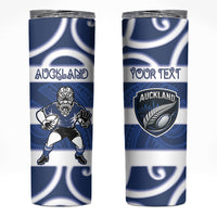 Auckland Custom Rugby New Zealand Skinny Tumbler Aotearoa Maori Pukana Tiki Mascot