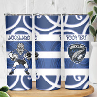 Auckland Custom Rugby New Zealand Skinny Tumbler Aotearoa Maori Pukana Tiki Mascot