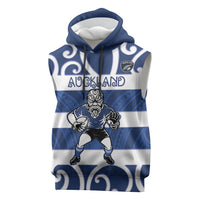 Auckland Custom Rugby New Zealand Sleeveless Hoodie Aotearoa Maori Pukana Tiki Mascot