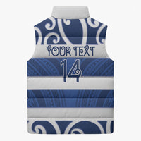 Auckland Custom Rugby New Zealand Sleeveless Puffer Jacket Aotearoa Maori Pukana Tiki Mascot