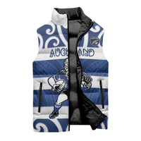 Auckland Custom Rugby New Zealand Sleeveless Puffer Jacket Aotearoa Maori Pukana Tiki Mascot