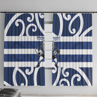 Auckland Custom Rugby New Zealand Window Curtain Aotearoa Maori Pukana Tiki Mascot