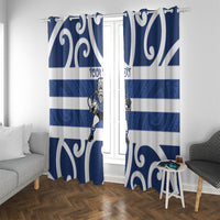 Auckland Custom Rugby New Zealand Window Curtain Aotearoa Maori Pukana Tiki Mascot