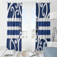 Auckland Custom Rugby New Zealand Window Curtain Aotearoa Maori Pukana Tiki Mascot