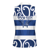 Auckland Custom Rugby New Zealand Women Sleeveless Polo Shirt Aotearoa Maori Pukana Tiki Mascot
